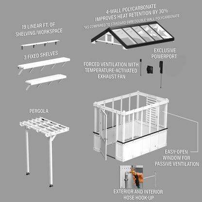 9x6 White Bellerose Greenhouse