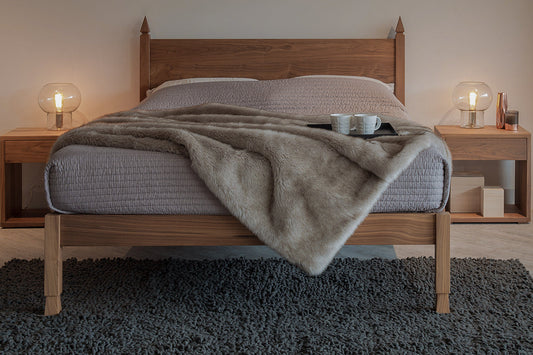 Aidan Walnut Wood Bed