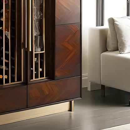 Luxury Wood Wine Bar Cabinet, Built-in Glass Rack, Modern Home Bar Furniture