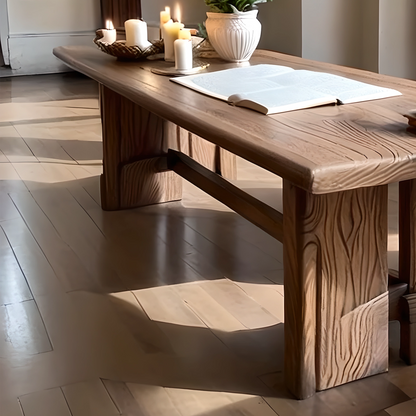 Vintage Carved Wooden Table, Artisan Craftsmanship, Elegant Living Room Furniture