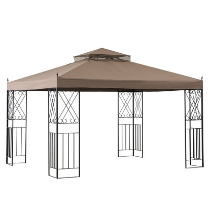 Mazonvintage 10x12 Steel Frame 2-Tier Soft Top Gazebo with Ceiling Hook