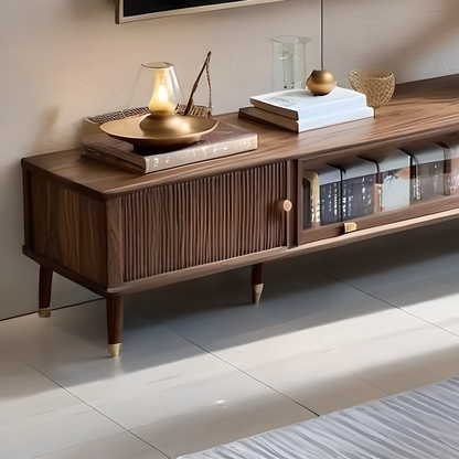 Premium Engineered Wood TV Stand in Walnut Finish, Modern Home Entertainment Center