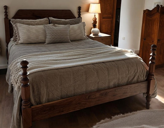Aideen Walnut Wood Bed