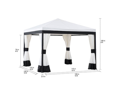 Mazonvintage 10x10 White Gazebo with Curtain and Netting
