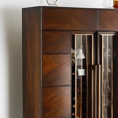 Luxury Wood Wine Bar Cabinet, Built-in Glass Rack, Modern Home Bar Furniture