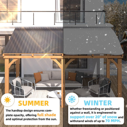 Mazonvintage 10' x 14' Wood Gazebo, Outdoor Heavy Duty Wooden Pergola on Clearance, Patio Lean to Mazonvintage Awnings