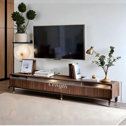 Modern Natural Wood TV Stand with Storage Drawers, Elegant Design for Living Room