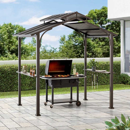 Mazonvintage 5x8 Grilling Gazebo with Hooks and Bar Shelves for BBQ