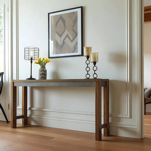 72 Inch Reclaimed Wood Console Table – Industrial Modern Style 