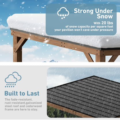 Modern Shade 10' x 12' Cedar Wood Hardtop Gazebo, Rot-Resistant Grill Shelter for Mazonvintage or Deck