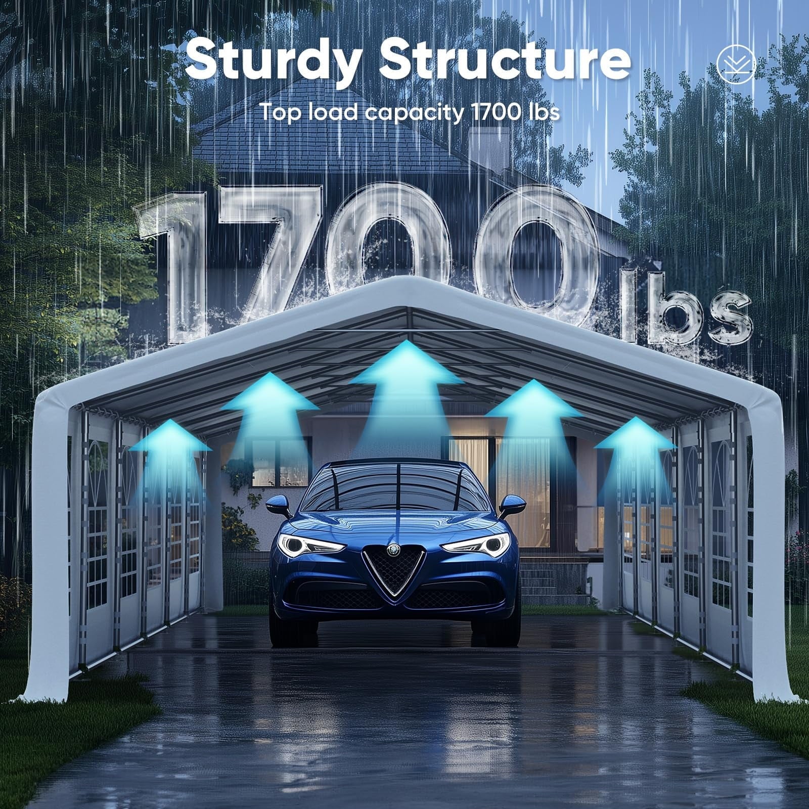 Mazonvintage 20'x 40' Upgraded Galvanized Heavy Duty Gazebo Party Wedding Tent Canopy Carport Shelter with Carry Bags(20x40, White), Event Canopy