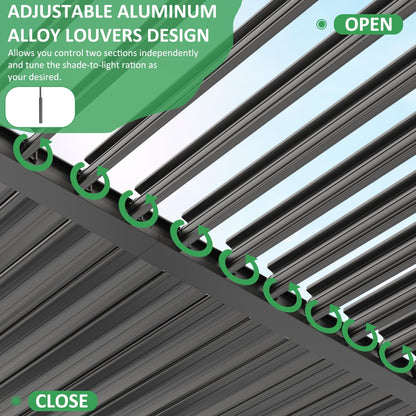 Mazonvintage Outdoor 10x20 FT Louvered Pergola, Aluminum Pergola with Adjustable Louvered Roof for Patio, Deck, Garden, Gray