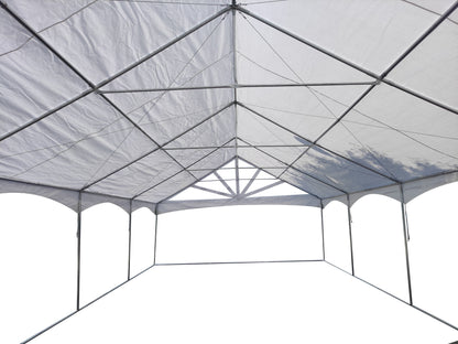 Mazonvintage Canopies 40'x20' PVC Marquee Fire Retardant Party Tent Wedding Canopy Gazebo with Steel Frame, Removable Side Window Walls and Clear End Panels - White