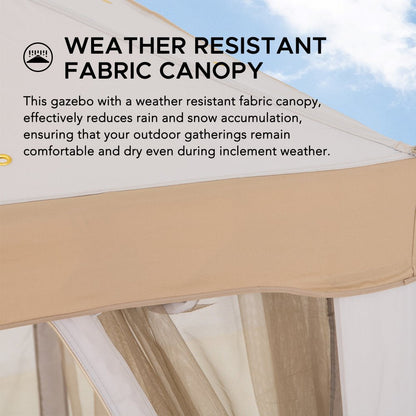 Mazonvintage10x10 Soft Top Gazebo with Mosquito Netting - Gray & Khaki