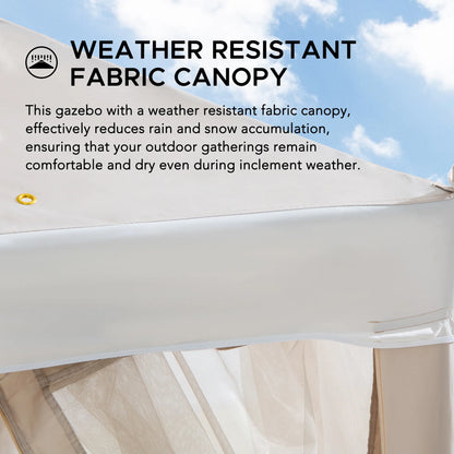 Mazonvintage10x10 Soft Top Gazebo with Mosquito Netting - Beige & White