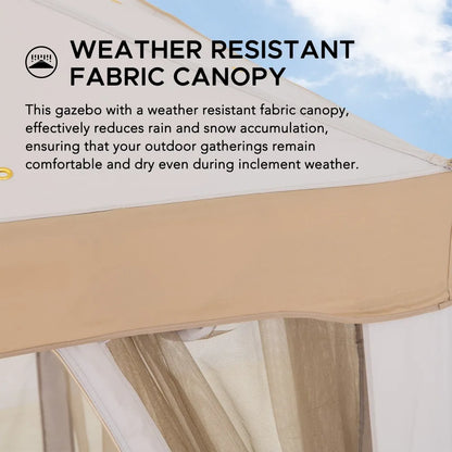 Mazonvintage8x8 Soft Top Gazebo with Mosquito Netting - Gray & Khaki