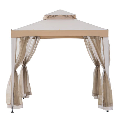 Mazonvintage8x8 Soft Top Gazebo with Mosquito Netting - Gray & Khaki