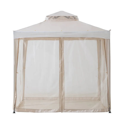 Mazonvintage8x8 Soft Top Gazebo with Mosquito Netting - Beige & White
