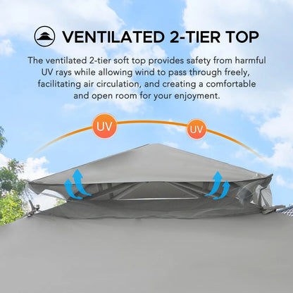 Mazonvintage8x8 Soft Top Gazebo with Mosquito Netting - Gray & Black