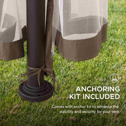 Mazonvintage 9.5x9.5 2-Tier Steel Backyard Gazebo with Netting