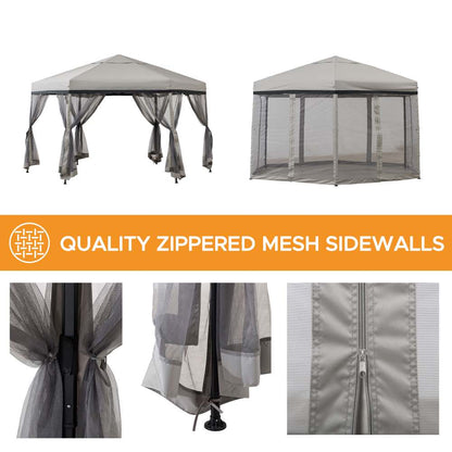 Mazonvintage 11x11 Hexagon Pop Up Gazebo with Netting