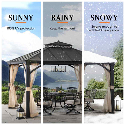 Mazonvintage 11x13 Metal Gazebo with Aluminum Frame and Privacy Netting