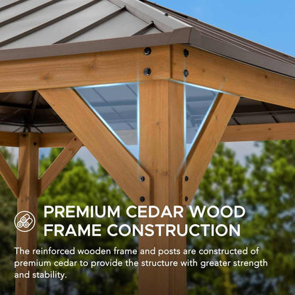 Mazonvintage 11x11 Hip Roof Wooden Gazebo with Polycarbonate Skylight