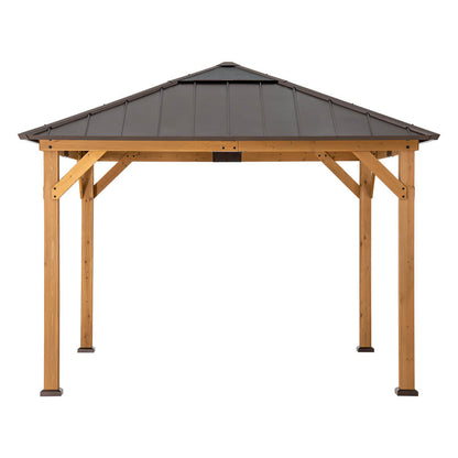 Mazonvintage 11x11 Hip Roof Wooden Gazebo with Polycarbonate Skylight