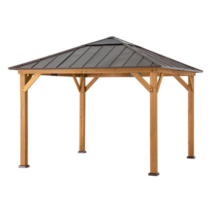 Mazonvintage 11x11 Hip Roof Wooden Gazebo with Polycarbonate Skylight