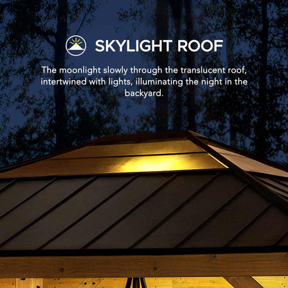 Mazonvintage 13x15 Wood Frame Gazebo with Translucent Skylight