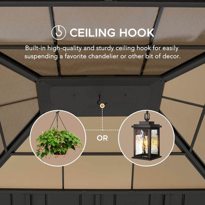 Mazonvintage 13x15 Wooden Gazebo with Translucent Skylight and Ceiling Hook - Weathered Cedar