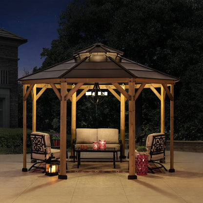 Mazonvintage 13x13 Octagon Wood Patio Gazebo with Ceiling Hook