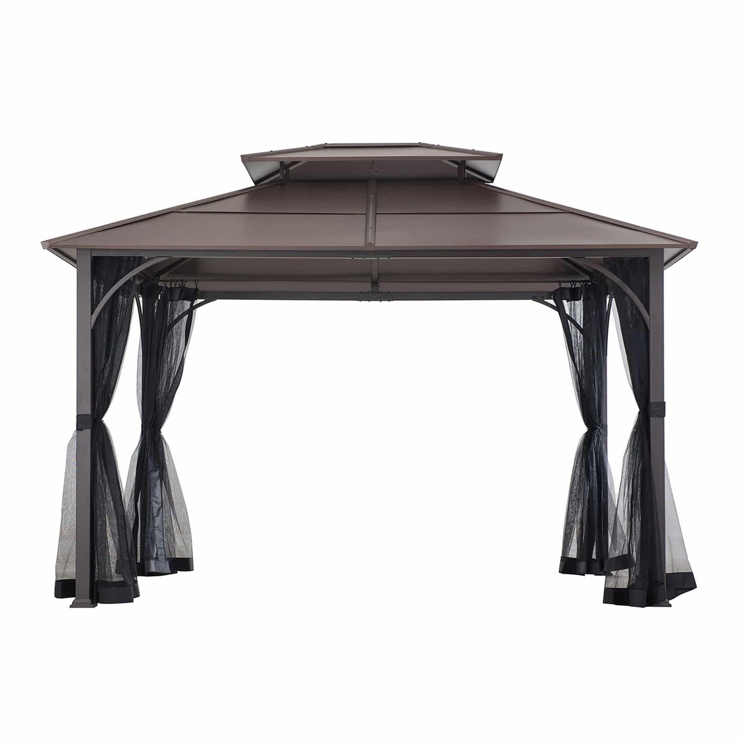 Mazonvintage 10x12 Metal Hardtop Gazebo with Netting and Ceiling Hook