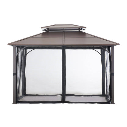 Mazonvintage 10x12 Metal Hardtop Gazebo with Netting and Ceiling Hook