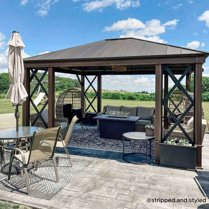 Mazonvintage 13x15 Aluminum Framed Hard Top Gazebo with Planters