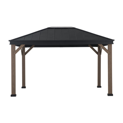 Mazonvintage 11x13 Black Steel Hardtop Gazebo with Skylight