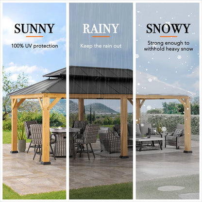 Mazonvintage 12x20 Cedar Frame Gazebo with Galvanized Steel Roof and Curtains