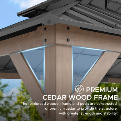 Mazonvintage 12x20 Patio Wooden Gazebo with Ceiling Hooks - Weathered Cedar