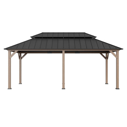 Mazonvintage 12x20 Patio Wooden Gazebo with Ceiling Hooks - Weathered Cedar
