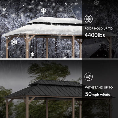 Mazonvintage 12x20 Patio Wooden Gazebo with Ceiling Hooks - Weathered Cedar