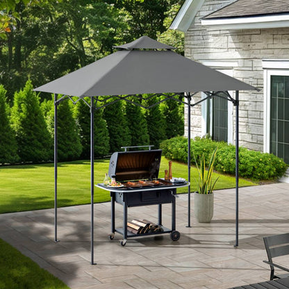 Mazonvintage 5x8 Pop up Grill Gazebo with Magnetic LED Light and Carrying Bag - Gray