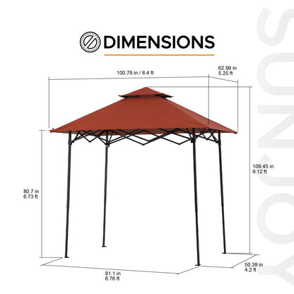 Mazonvintage 5x8 Pop up Grill Gazebo with Magnetic LED Light and Carrying Bag - Red