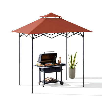 Mazonvintage 5x8 Pop up Grill Gazebo with Magnetic LED Light and Carrying Bag - Red