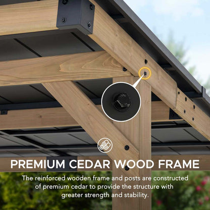 Mazonvintage 10x12 Cedar Gazebo Pergola with Bar Shelves and Power Port