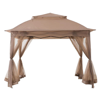 Mazonvintage 11x11 Pop Up Gazebo Tent with Netting and Carry Bag - Khaki