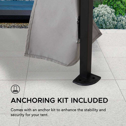 Mazonvintage 11x11 Pop Up Gazebo Tent with Netting and Carry Bag - Light Gray