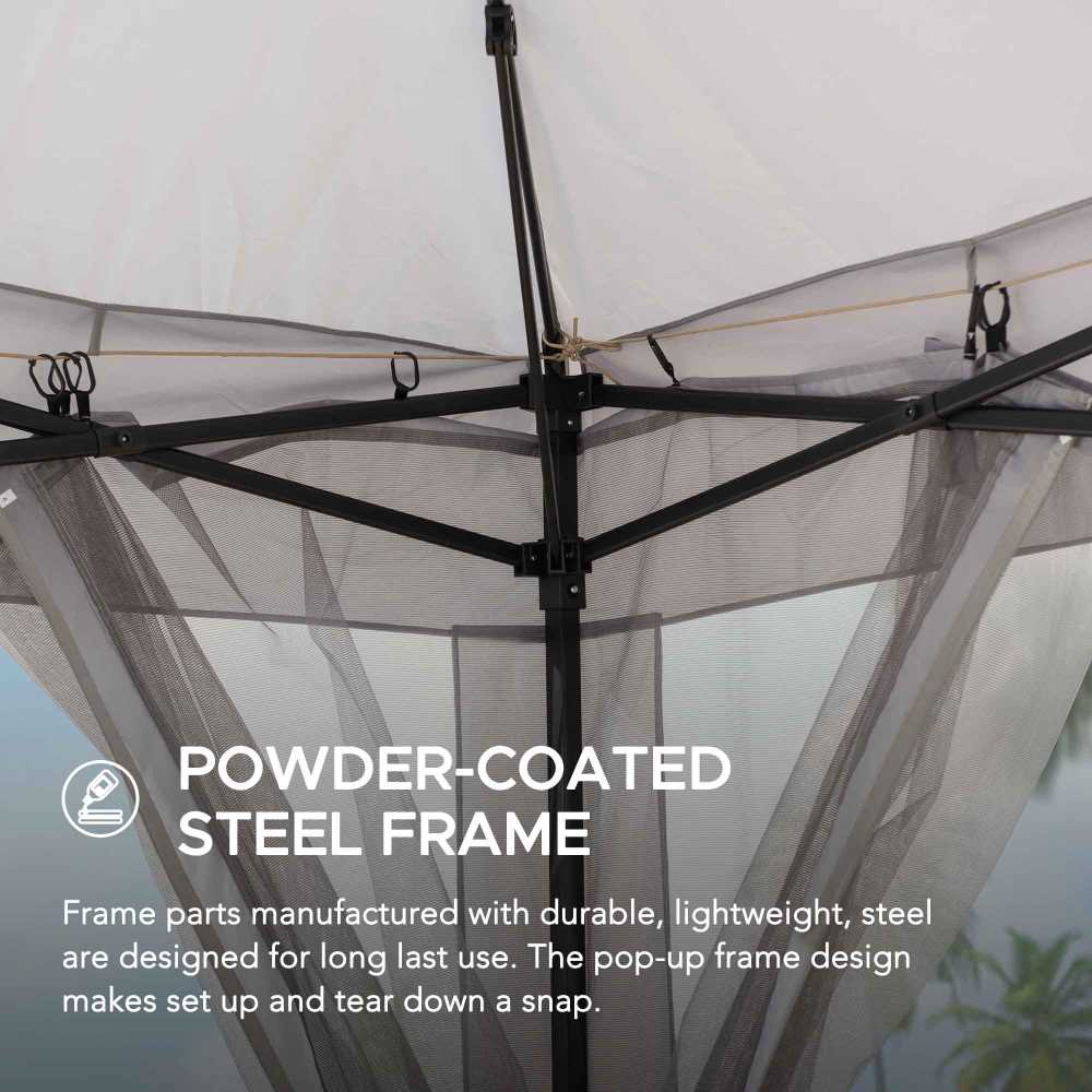 Mazonvintage 11x11 Pop Up Gazebo Tent with Netting and Carry Bag - Light Gray