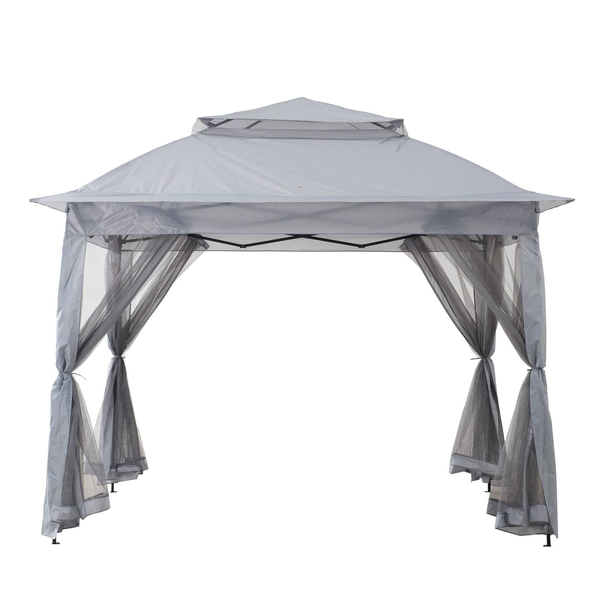 Mazonvintage 11x11 Pop Up Gazebo Tent with Netting and Carry Bag - Light Gray