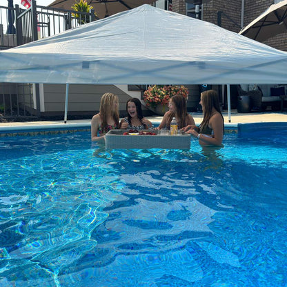 Mazonvintage 10x10 Floating Pool Gazebo with PVC Floats and Carry Bag - Gray