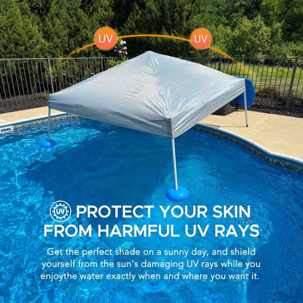 Mazonvintage 10x10 Floating Pool Gazebo with PVC Floats and Carry Bag - Gray